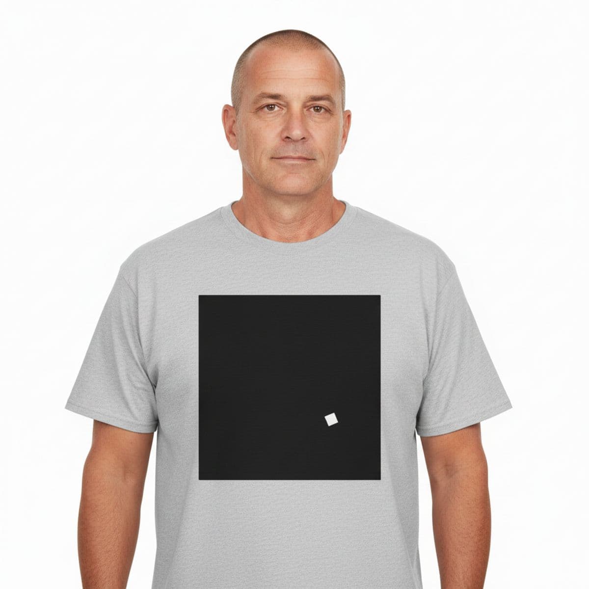 Arranging the Face printed on a t-shirt, worn