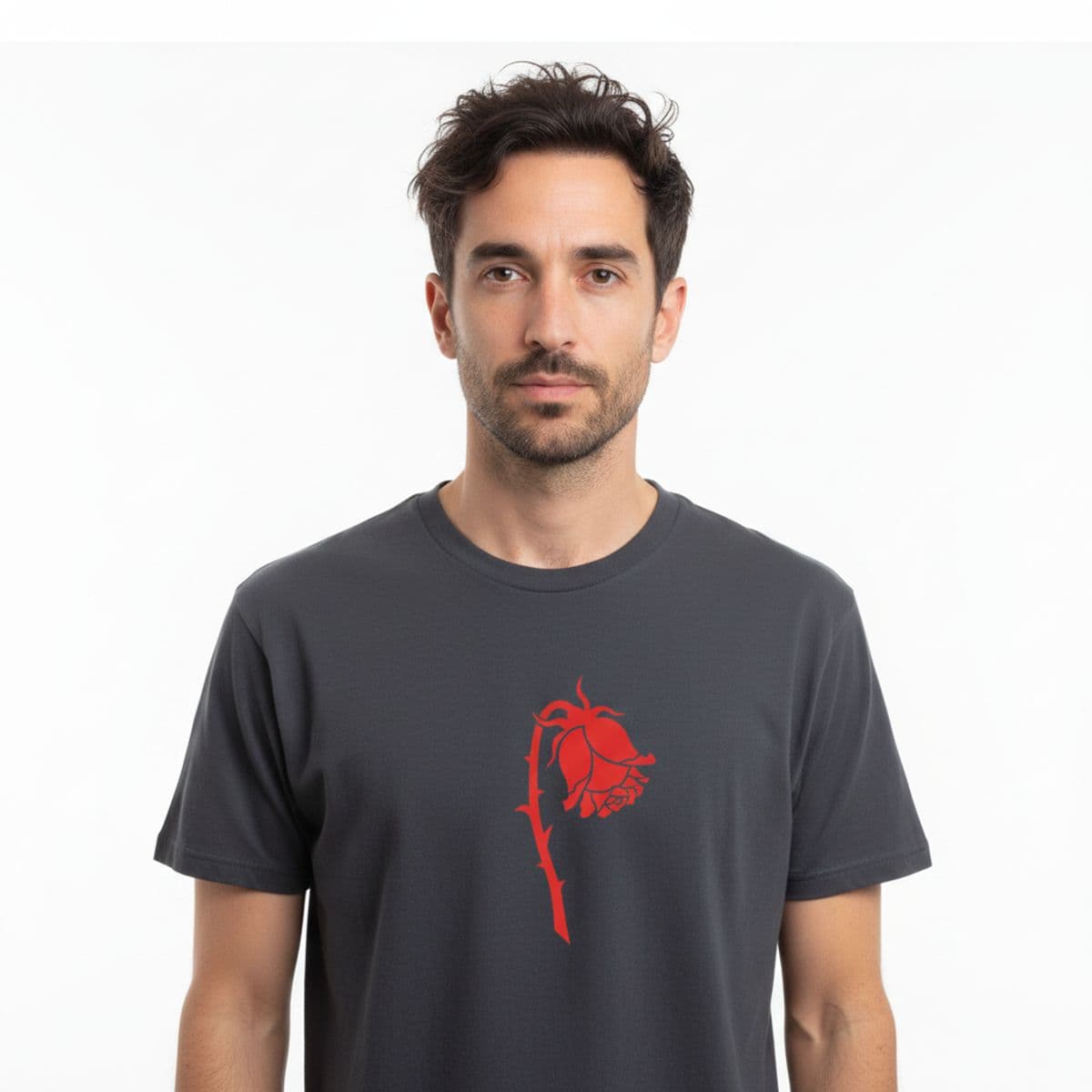 Burning a Loose Thread printed on a t-shirt, worn