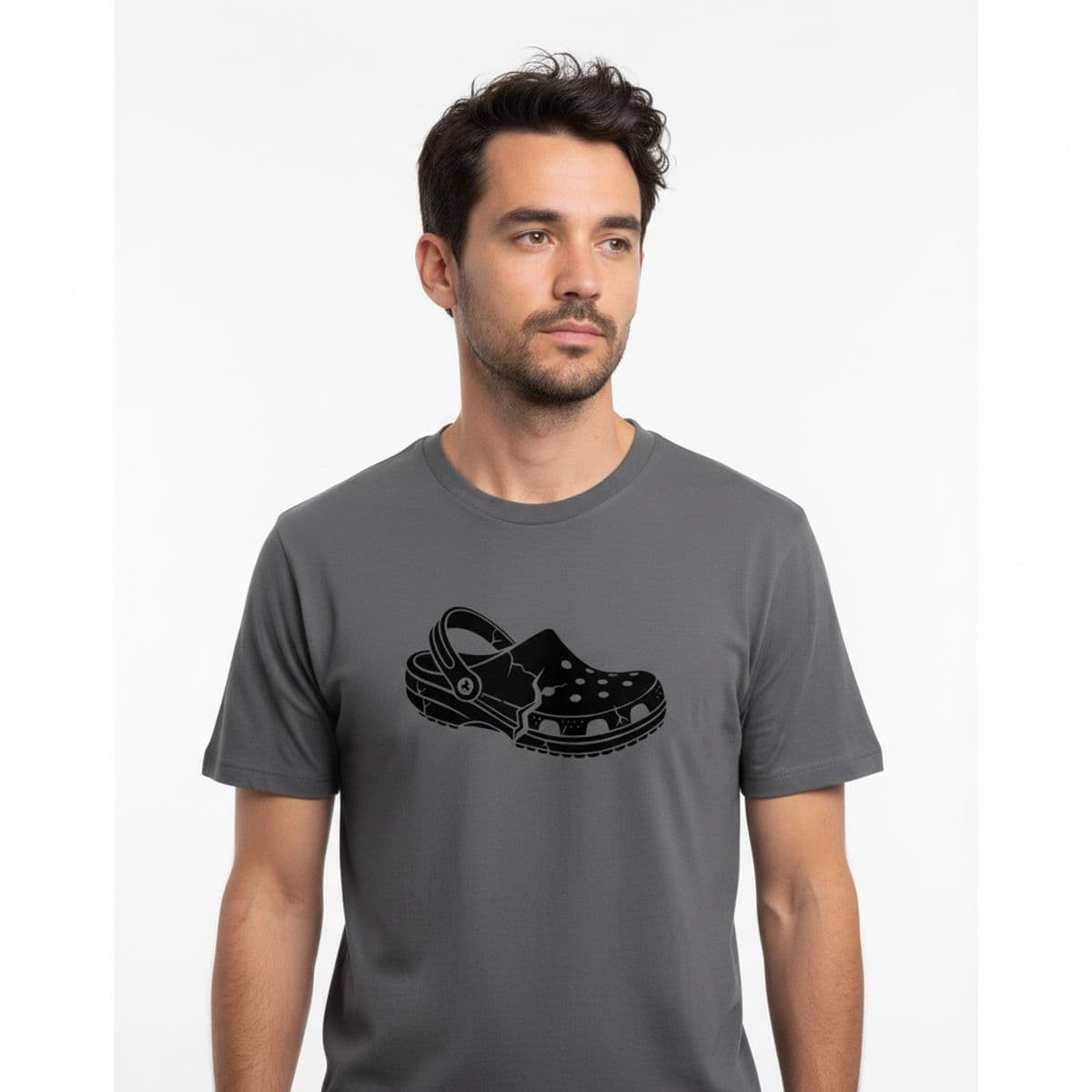 Bus Terminal with a Faded Croc printed on a t-shirt, worn
