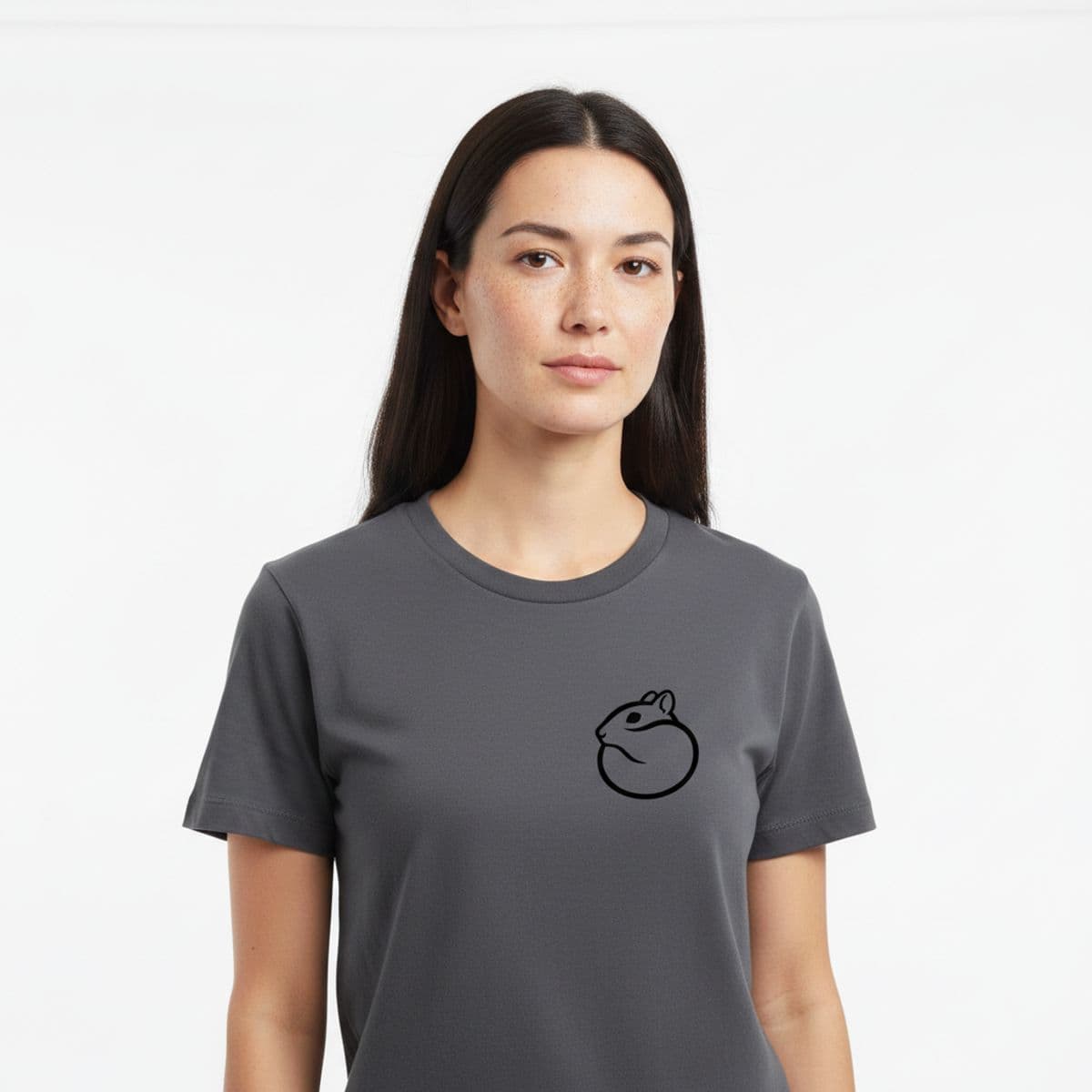 Chipmunk Retrieving the Crumb printed on a t-shirt, worn