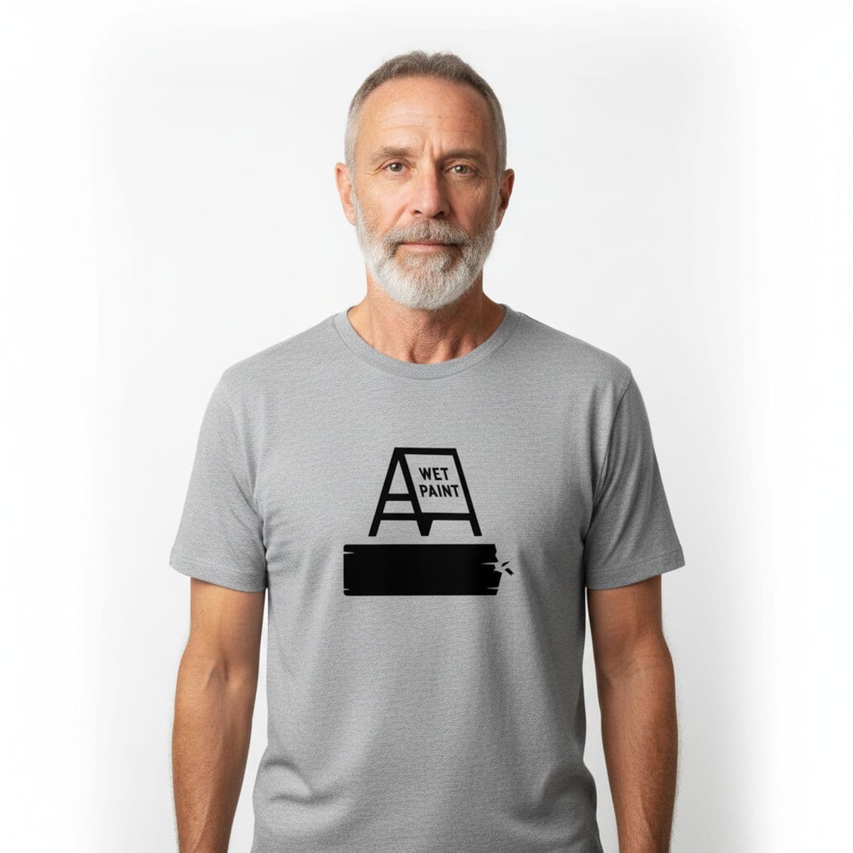 dawn on fresh plywood printed on a t-shirt, worn