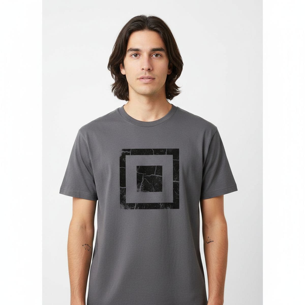 dawn's gentle decay printed on a t-shirt, worn