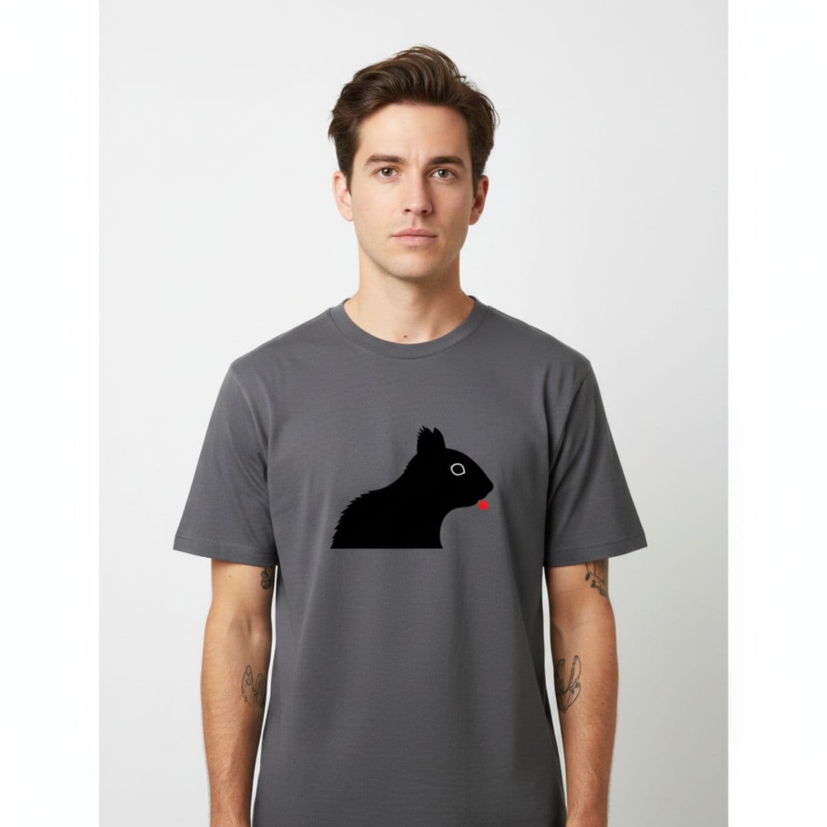 Disassembling the Pastry printed on a t-shirt, worn