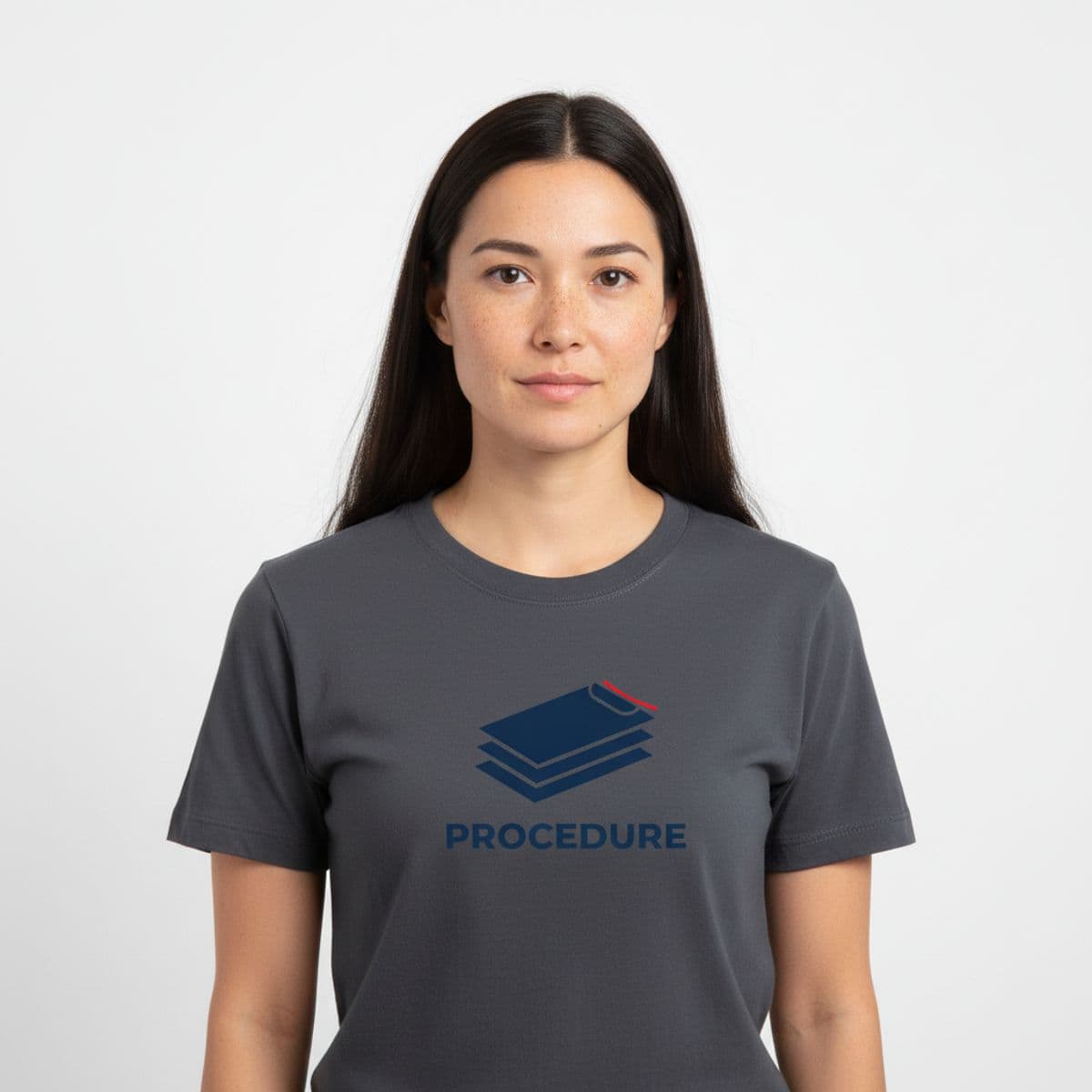 Dog-Eared Dreams on Oak printed on a t-shirt, worn