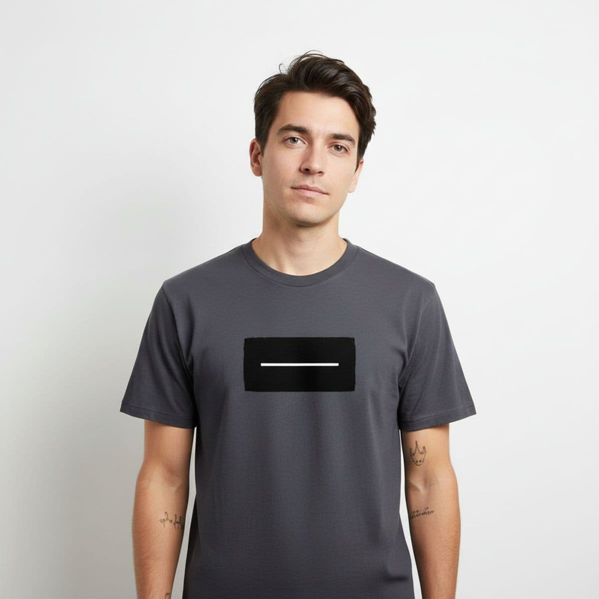 Don't Forget Your Face printed on a t-shirt, worn