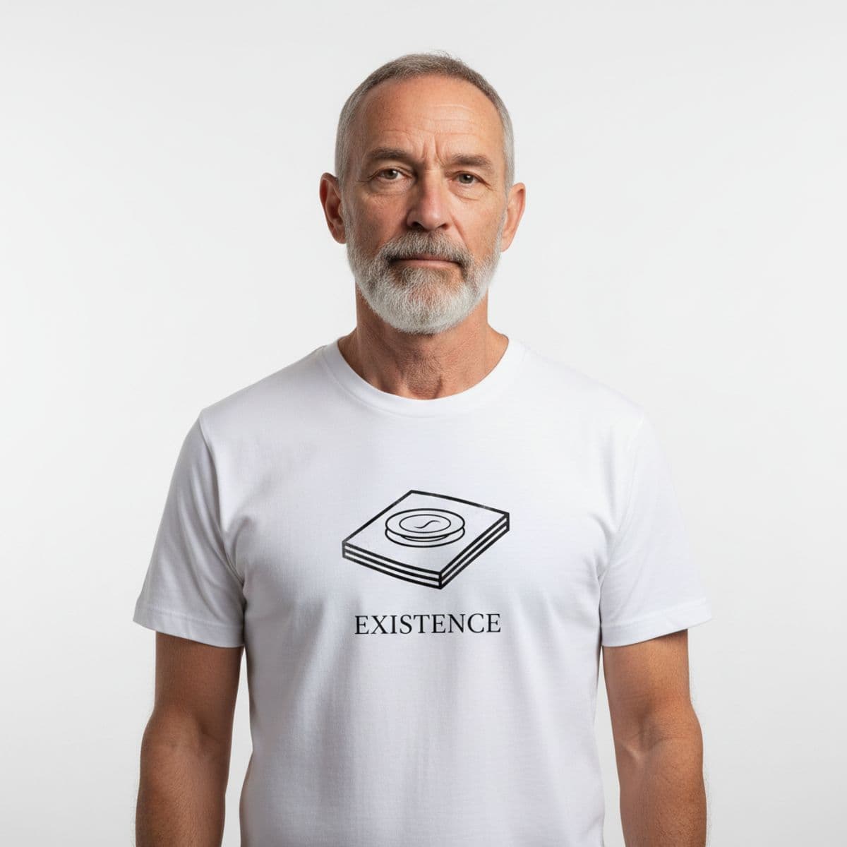End Table in the Corner printed on a t-shirt, worn