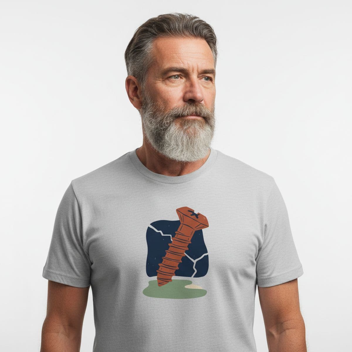 Finding a Lost Treasure printed on a t-shirt, worn