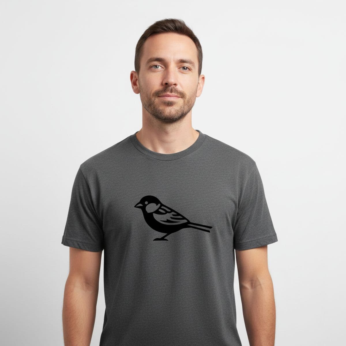 Finding a Quiet Victory printed on a t-shirt, worn