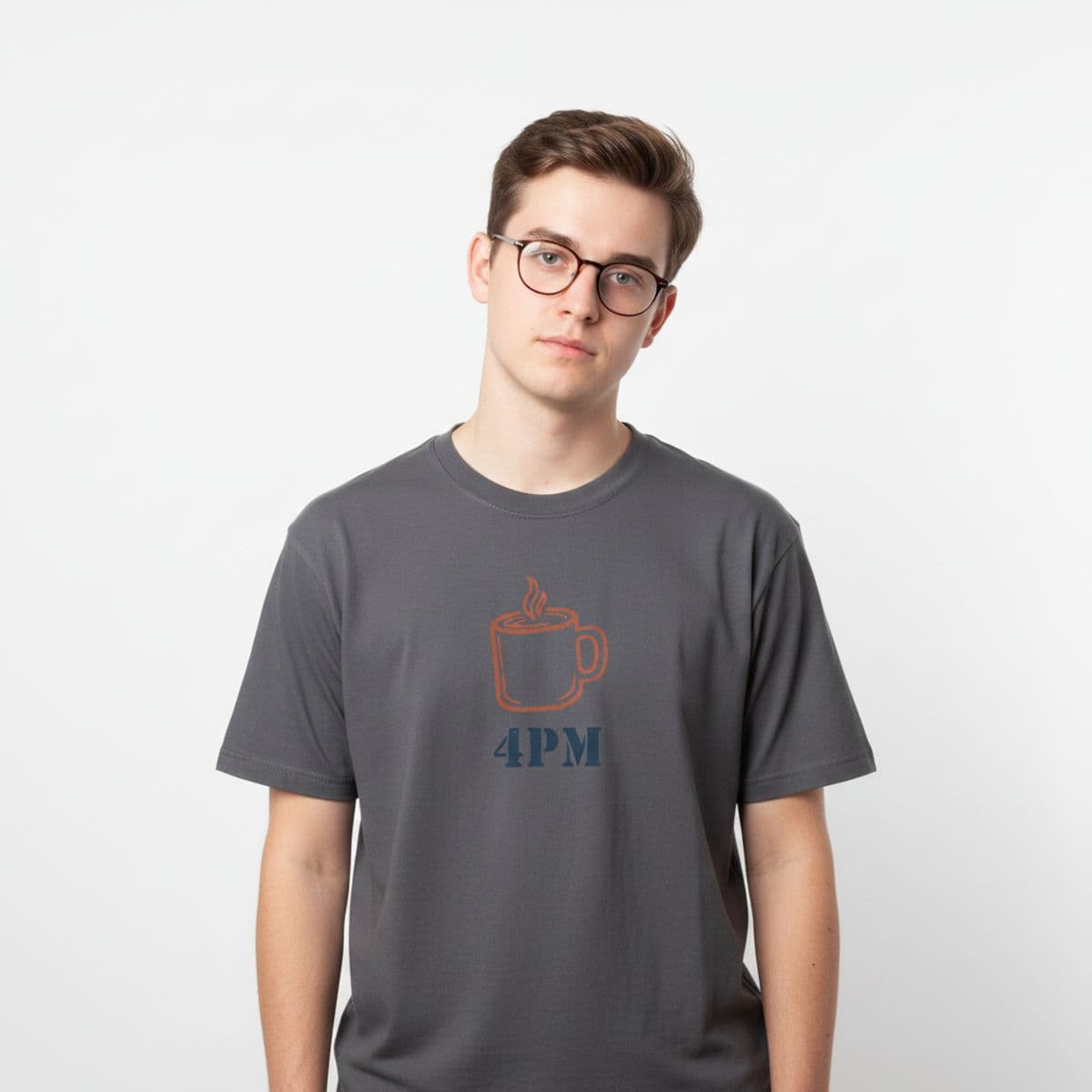 Finding the Best Coffee Machine printed on a t-shirt, worn