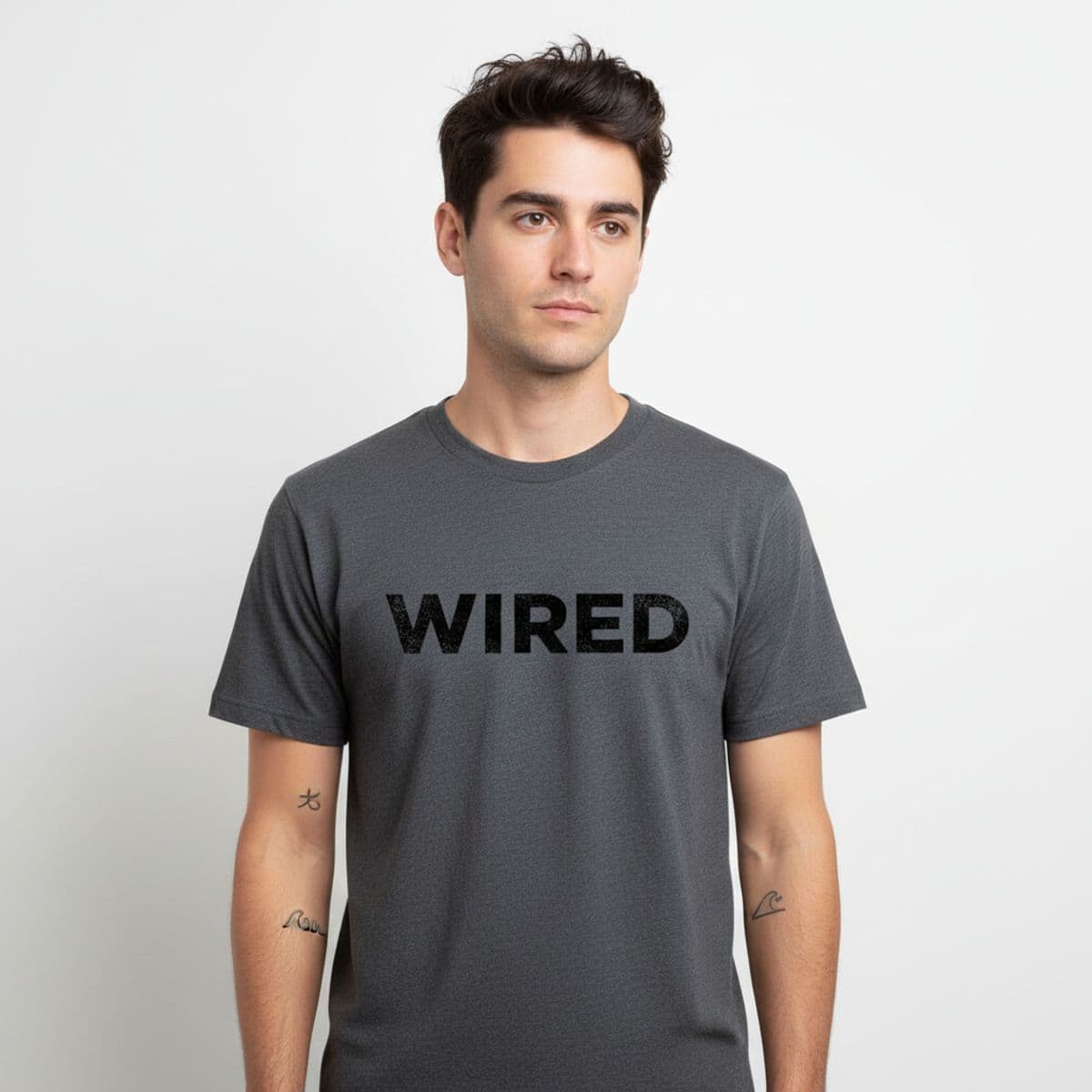 Finding the Right Page printed on a t-shirt, worn