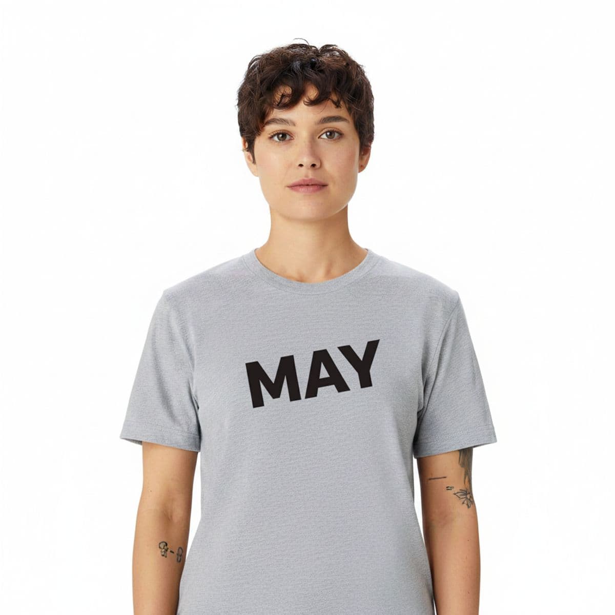 First Day of Work printed on a t-shirt, worn