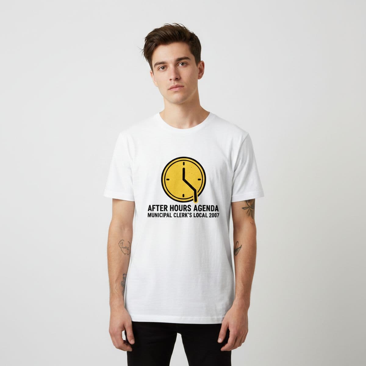 Getting Through Another Morning printed on a t-shirt, worn