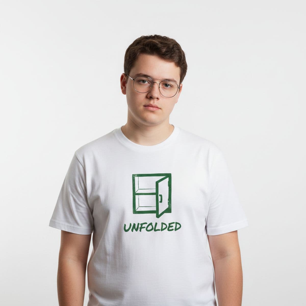 He Said "Just a Moment printed on a t-shirt, worn