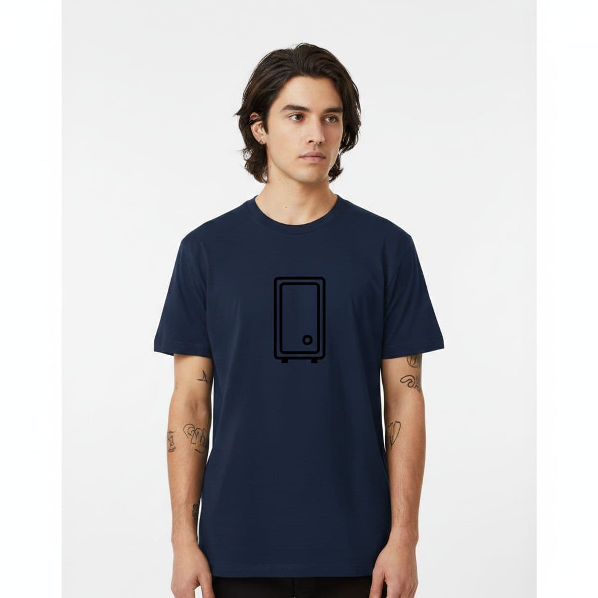 Intercom Boxes in the Corridor printed on a t-shirt, worn