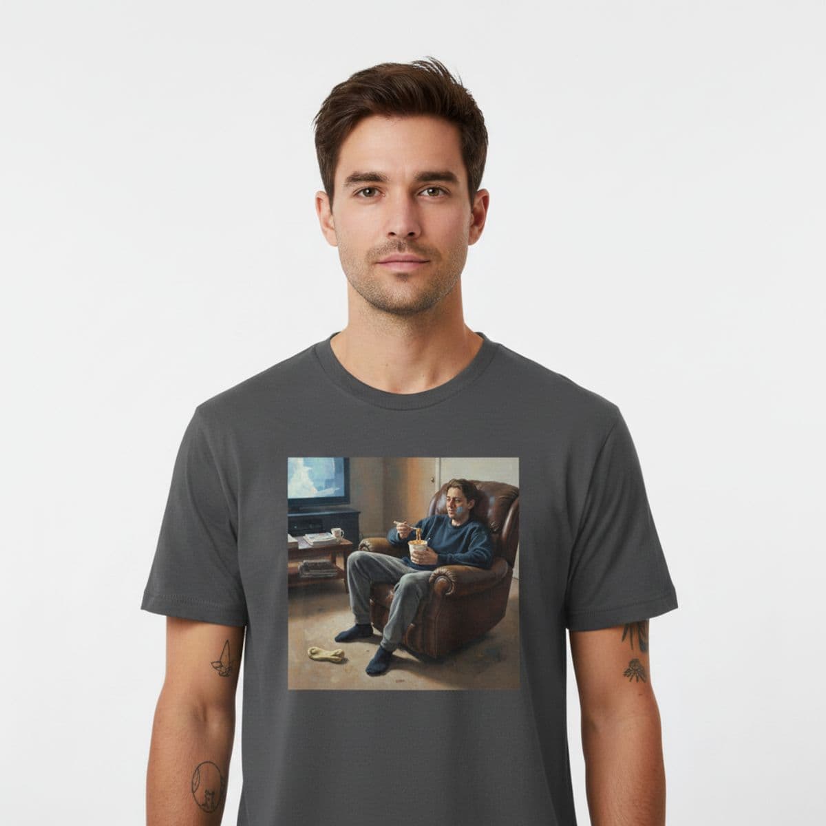 It's My Turn Now printed on a t-shirt, worn