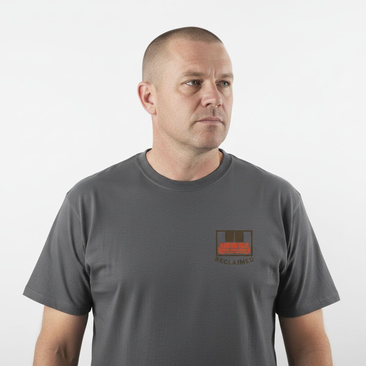 Liam Patches the Linoleum printed on a t-shirt, worn