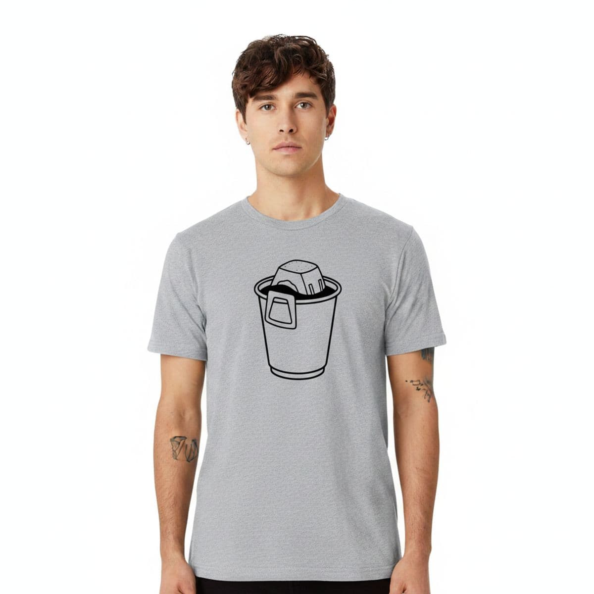 Michael Gripping the Cheddar printed on a t-shirt, worn