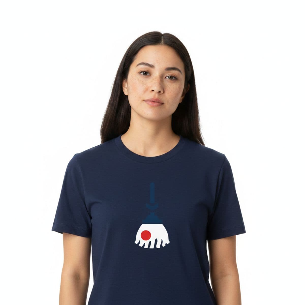 morning frost, quiet curiosity printed on a t-shirt, worn