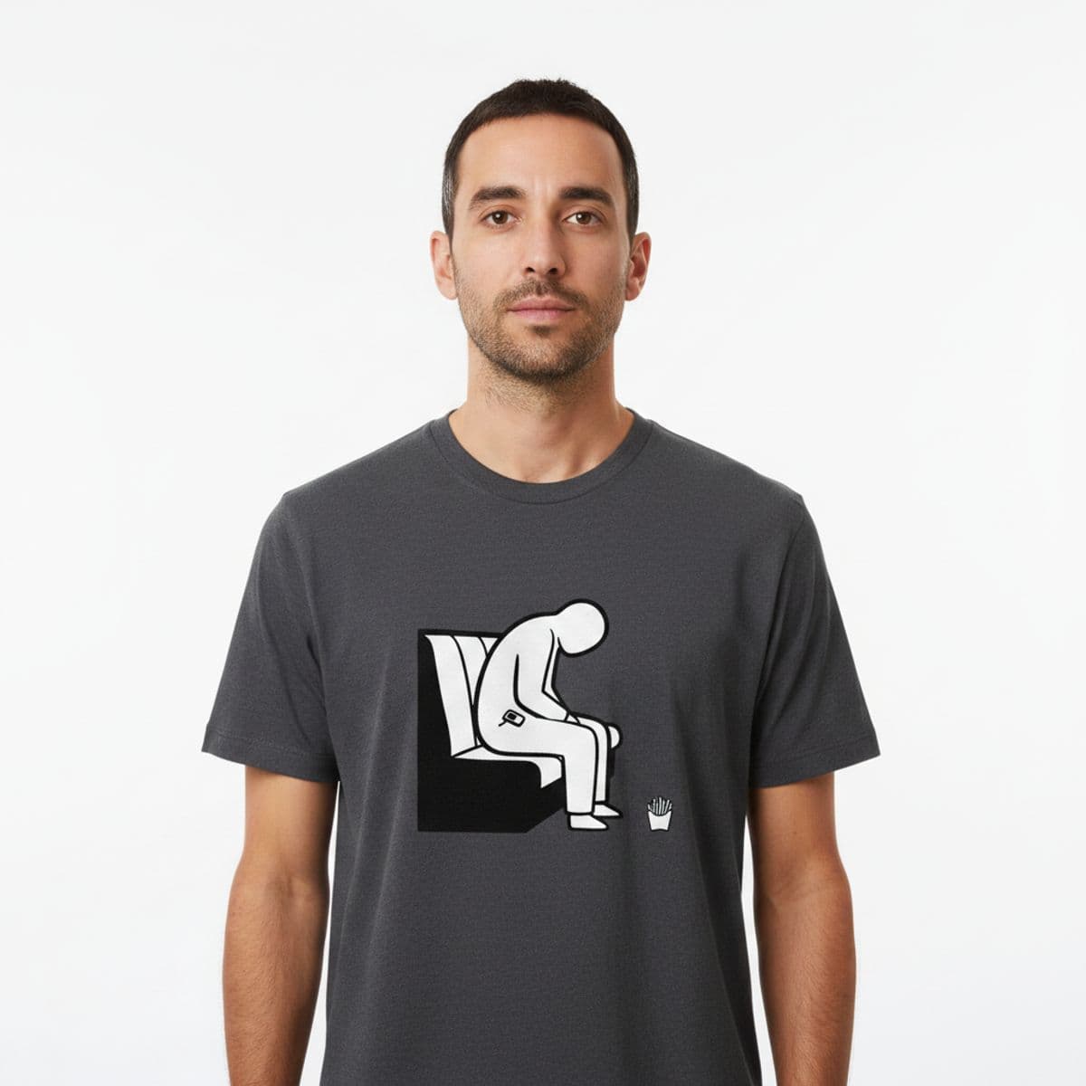 Pager Clipped to Hip printed on a t-shirt, worn