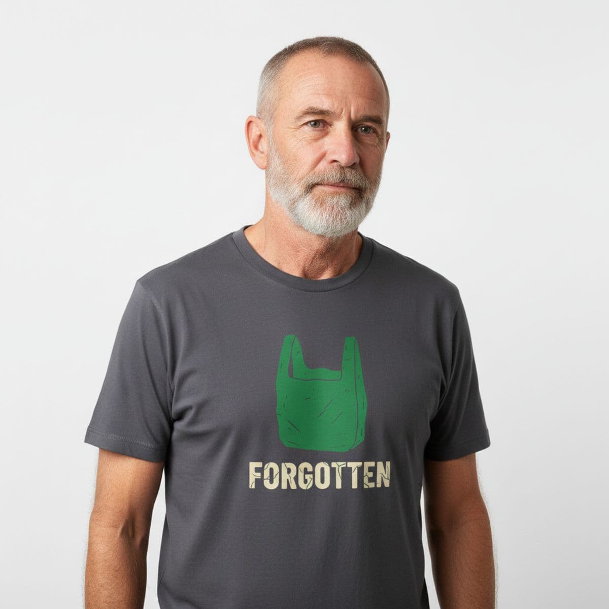 Pastureland with Rusty Twine printed on a t-shirt, worn