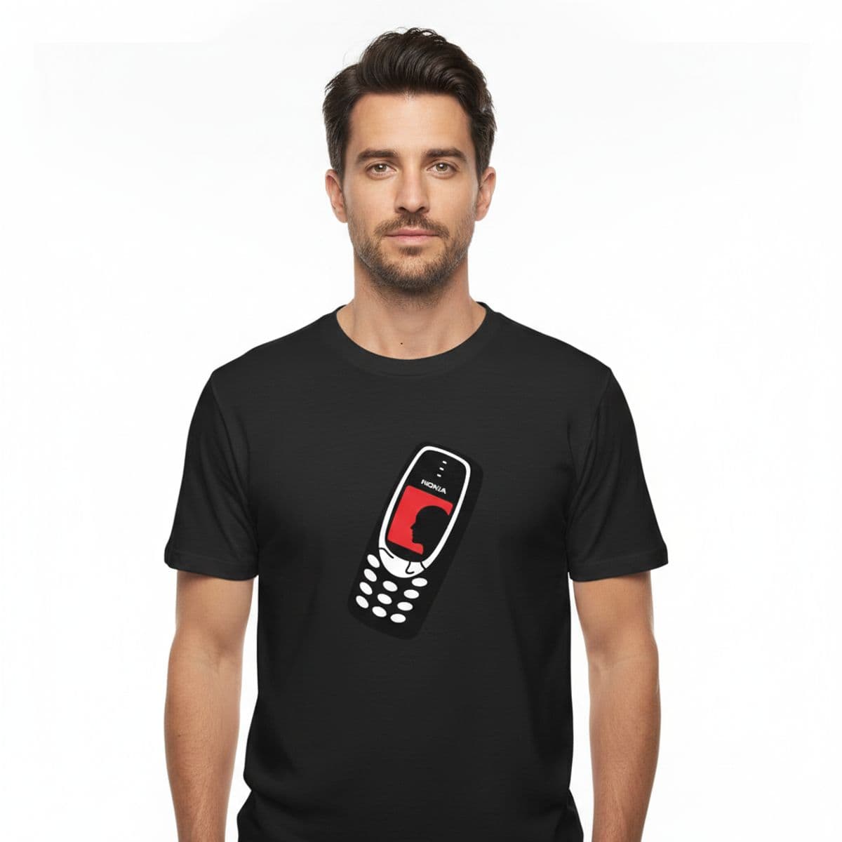 Phone Message in Terminal printed on a t-shirt, worn