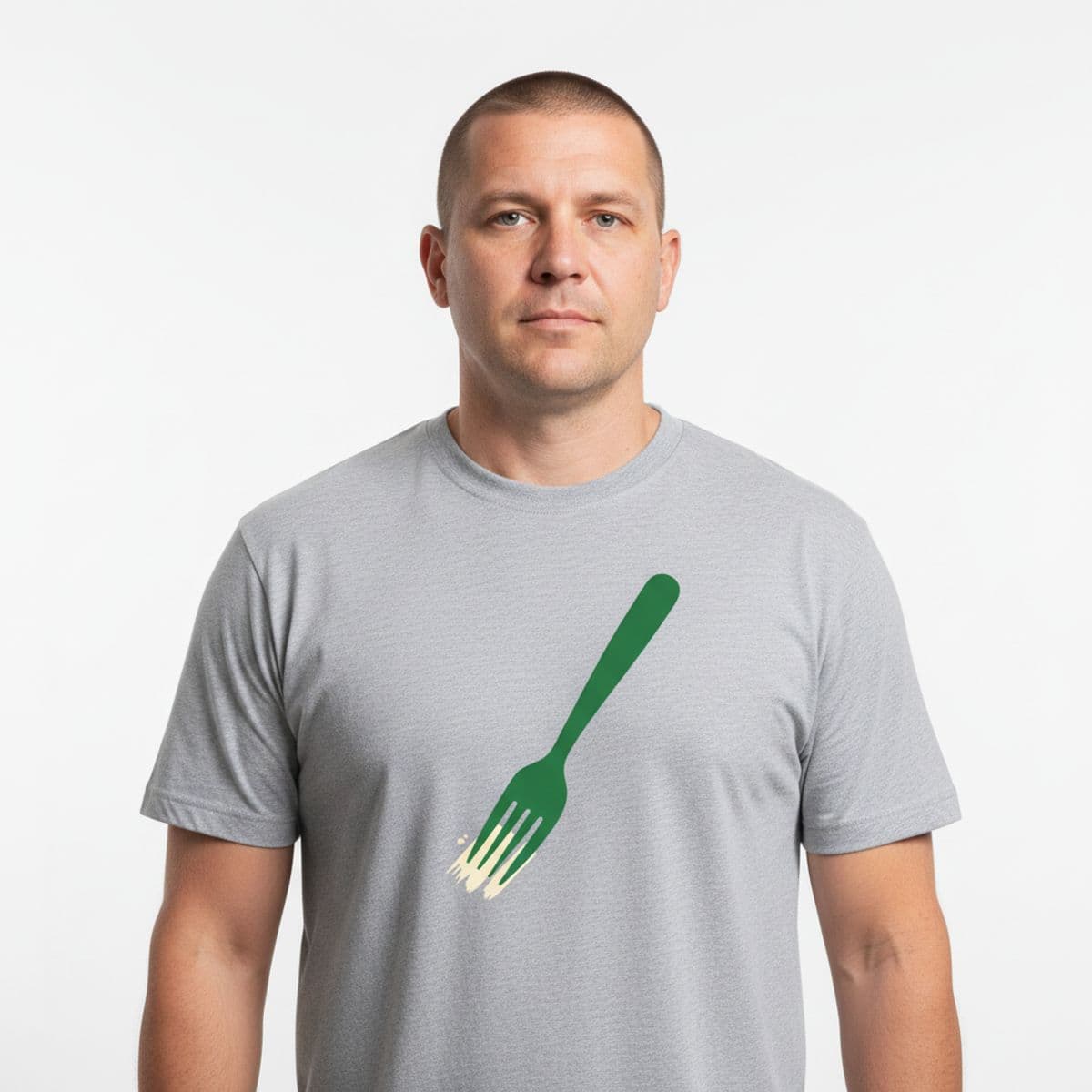 Picking at the Salad printed on a t-shirt, worn