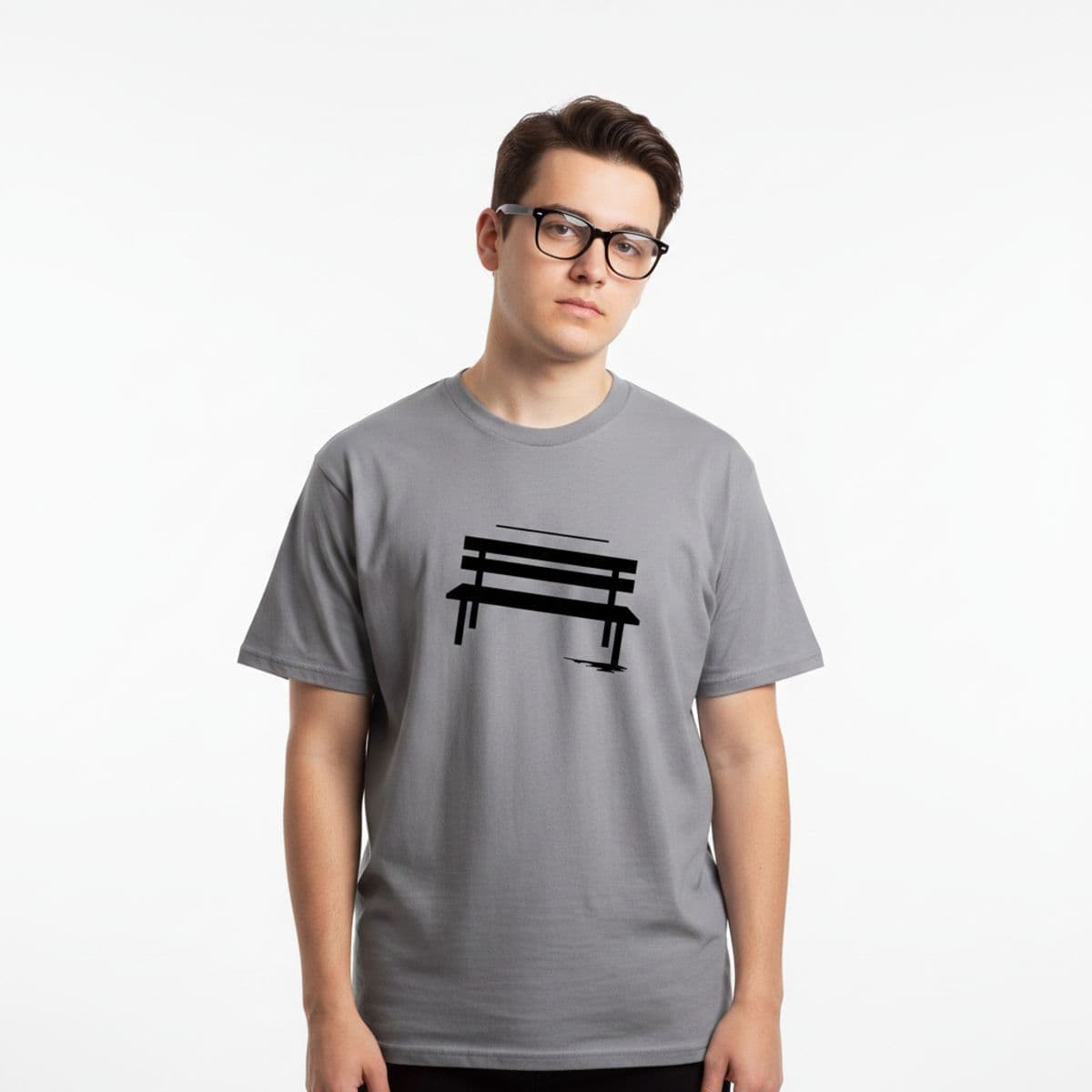 Pine Bench with Closed Sign printed on a t-shirt, worn