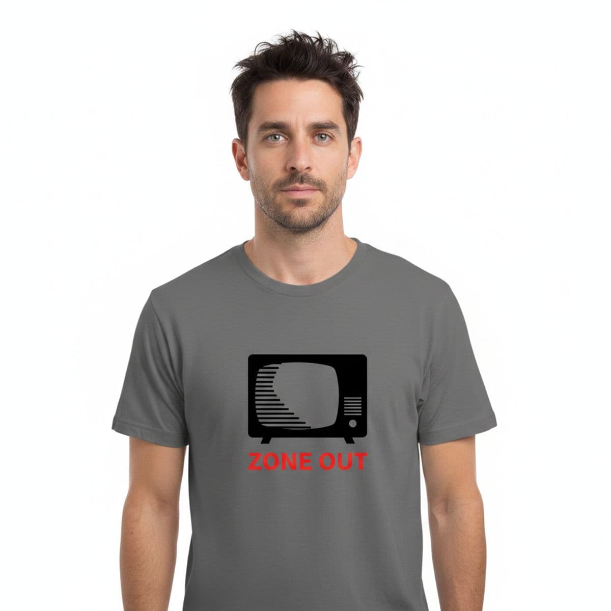 Prodding the Chow Mein printed on a t-shirt, worn