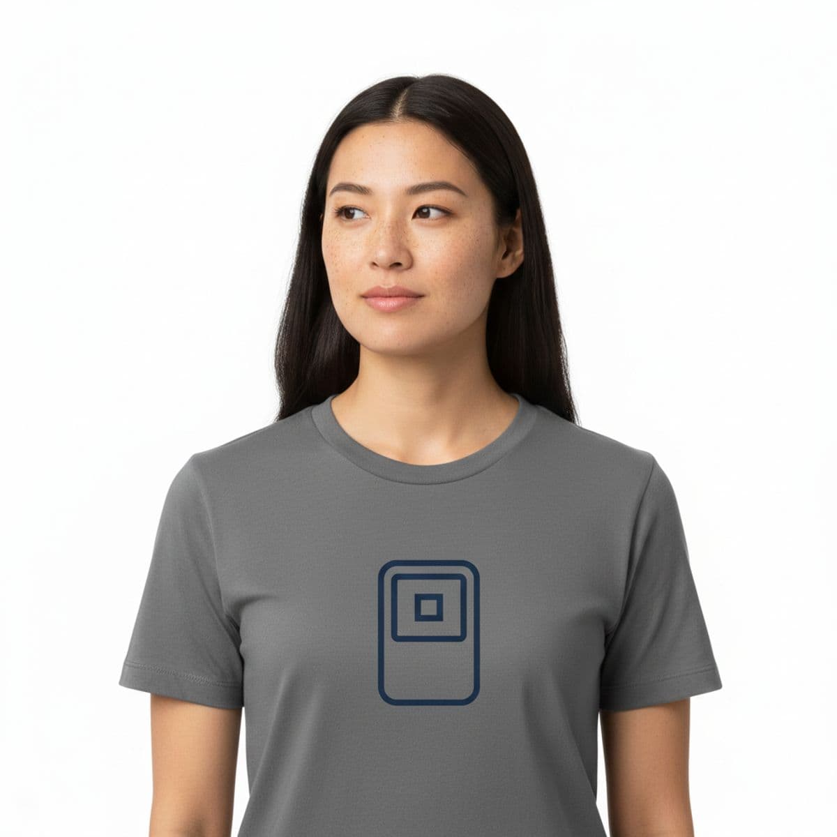 Reading the Pager Message printed on a t-shirt, worn