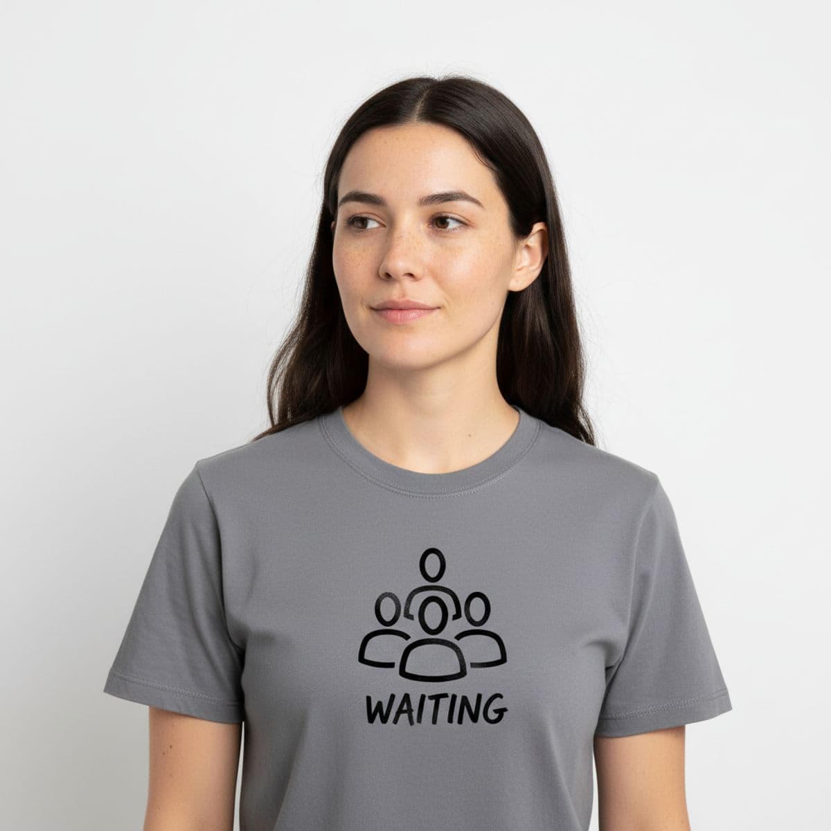 Shifting Weight on Concrete printed on a t-shirt, worn
