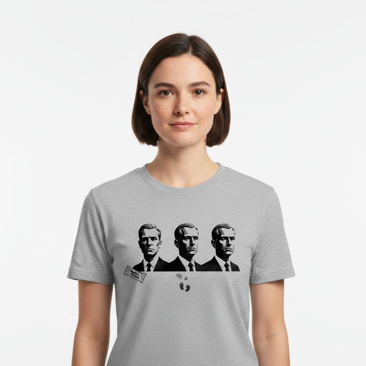 Someone Places the Bronze Busts printed on a t-shirt, worn