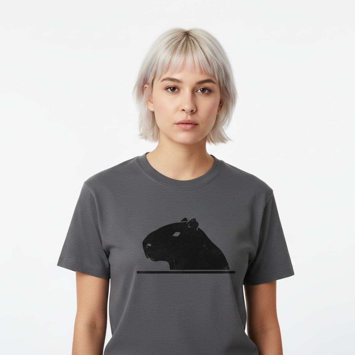 Spilling the Bathwater printed on a t-shirt, worn
