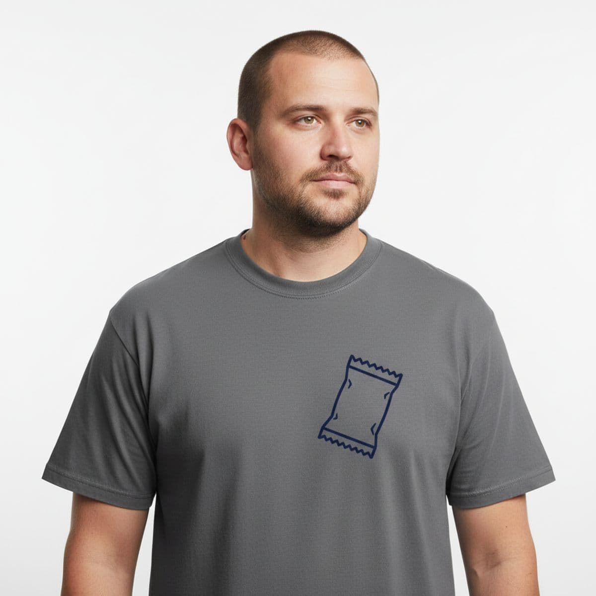 Spilling the Coffee printed on a t-shirt, worn