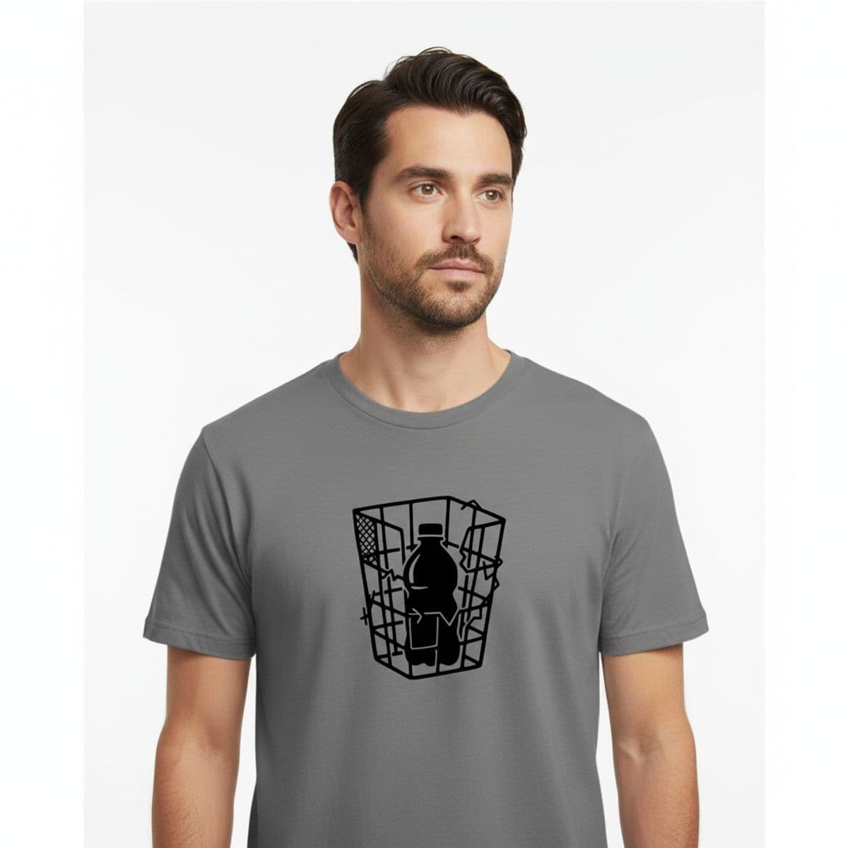 Spilling the Red Capped Bottles printed on a t-shirt, worn