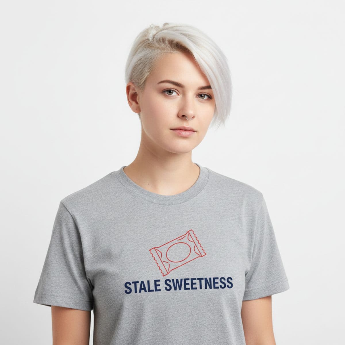 Splenda Packets on the Floor printed on a t-shirt, worn