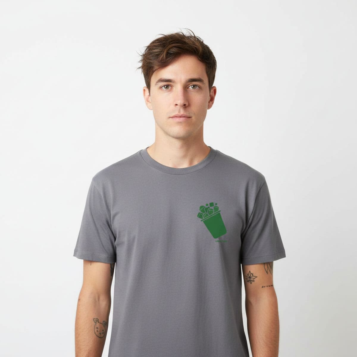 sunrise on scratched screen printed on a t-shirt, worn