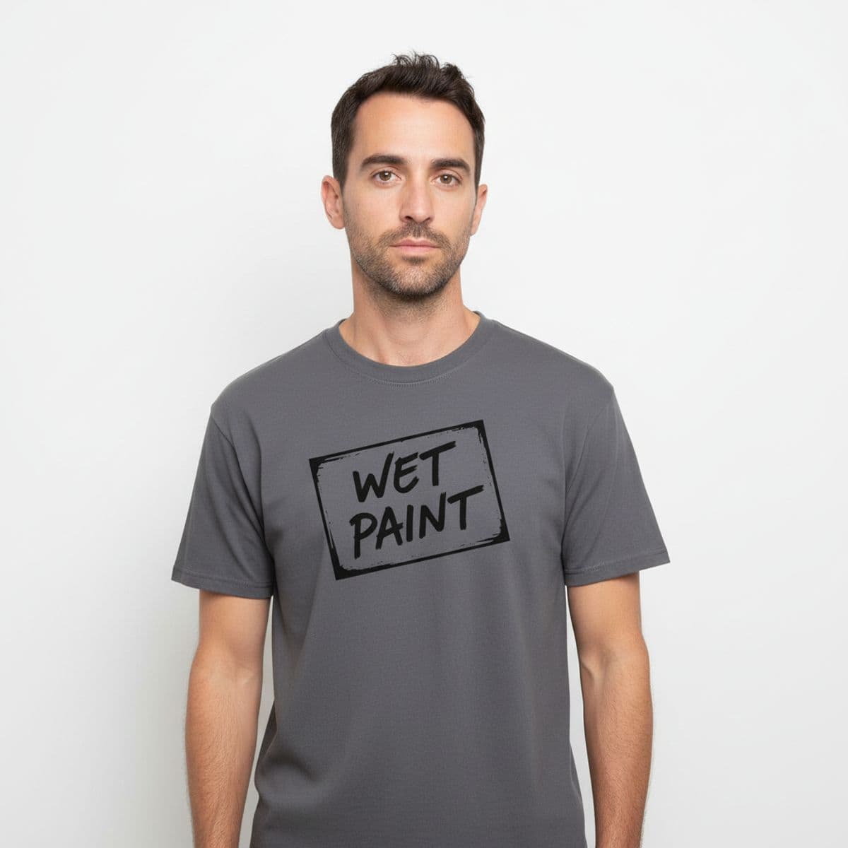 The Attendant Stacks Magazines printed on a t-shirt, worn