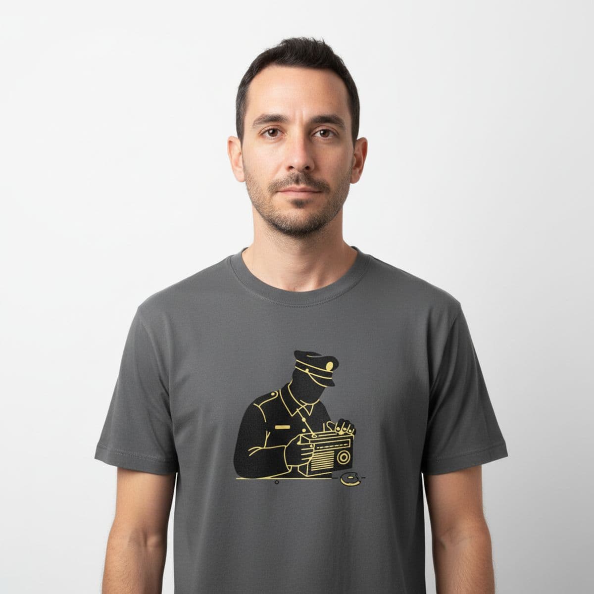 The Bagel Found in Time printed on a t-shirt, worn