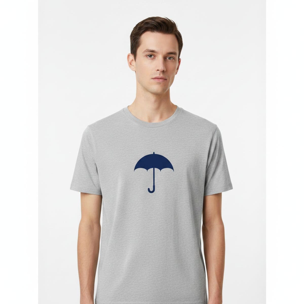 The Blue Umbrella Inside printed on a t-shirt, worn