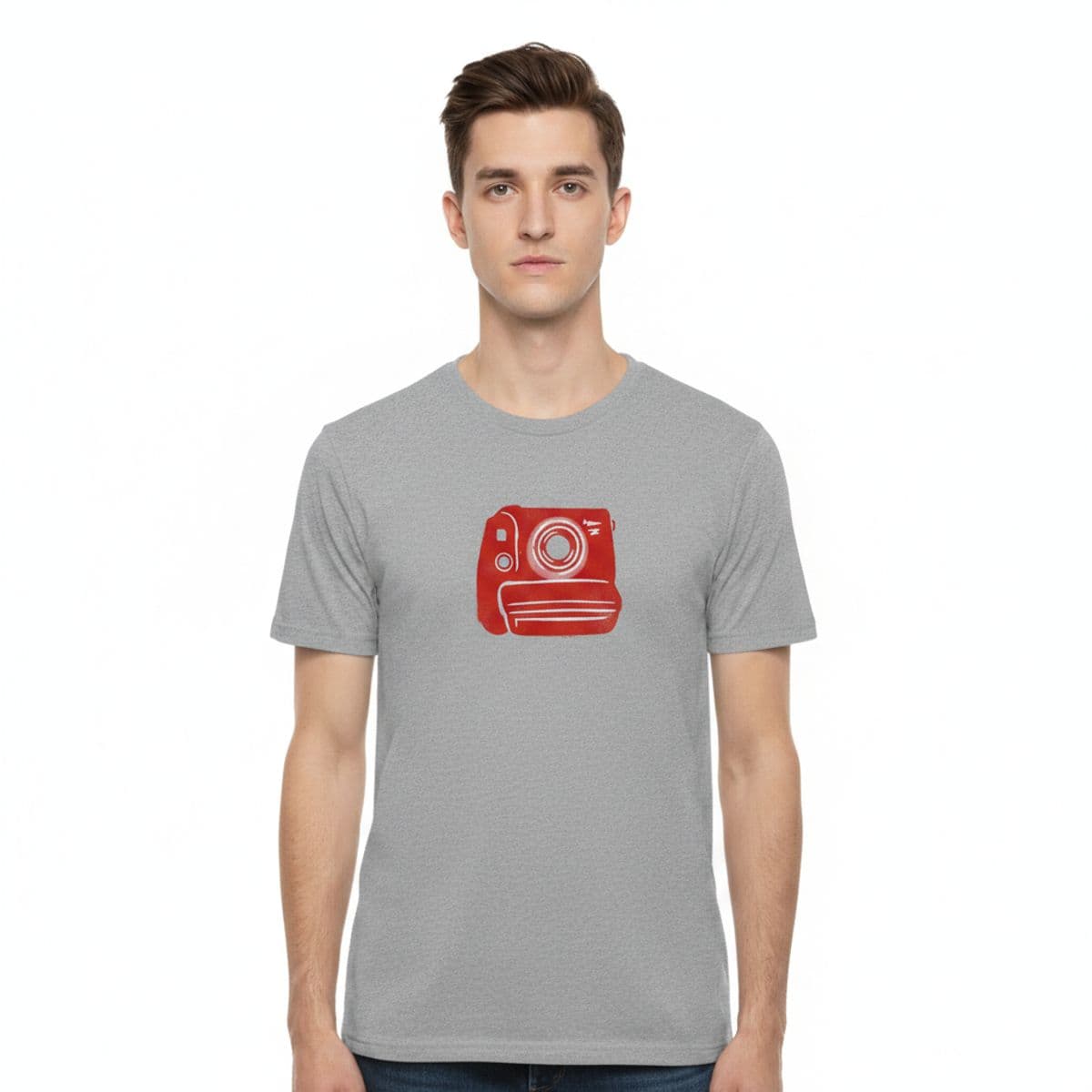The Boy Who Wouldn't Look Up printed on a t-shirt, worn