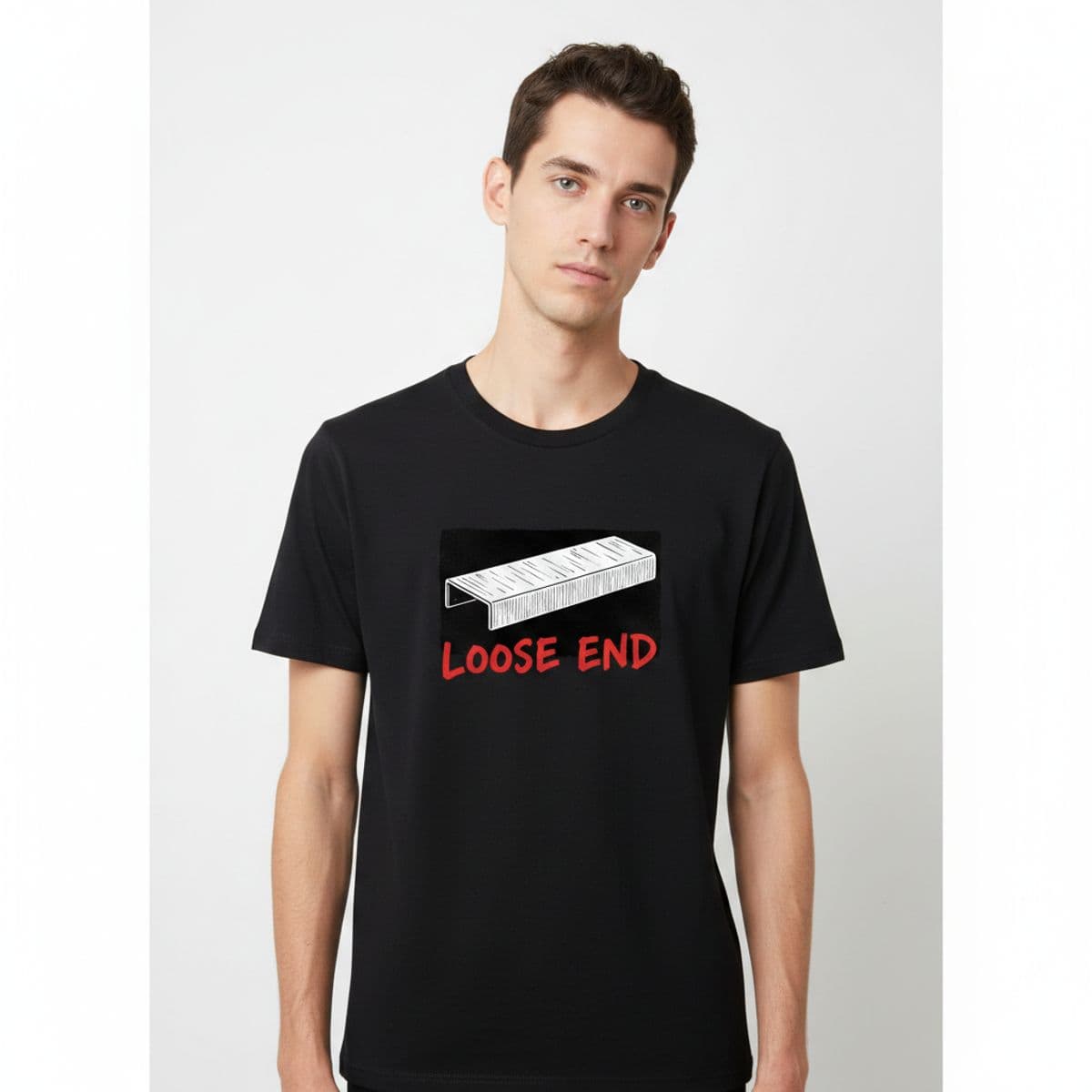 The Brownie and the Burn printed on a t-shirt, worn