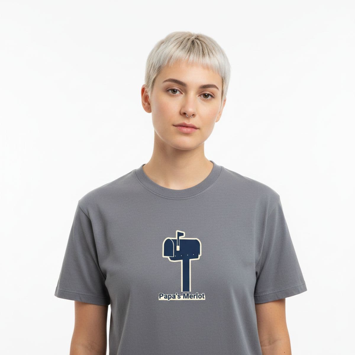 The Collapsing Post printed on a t-shirt, worn