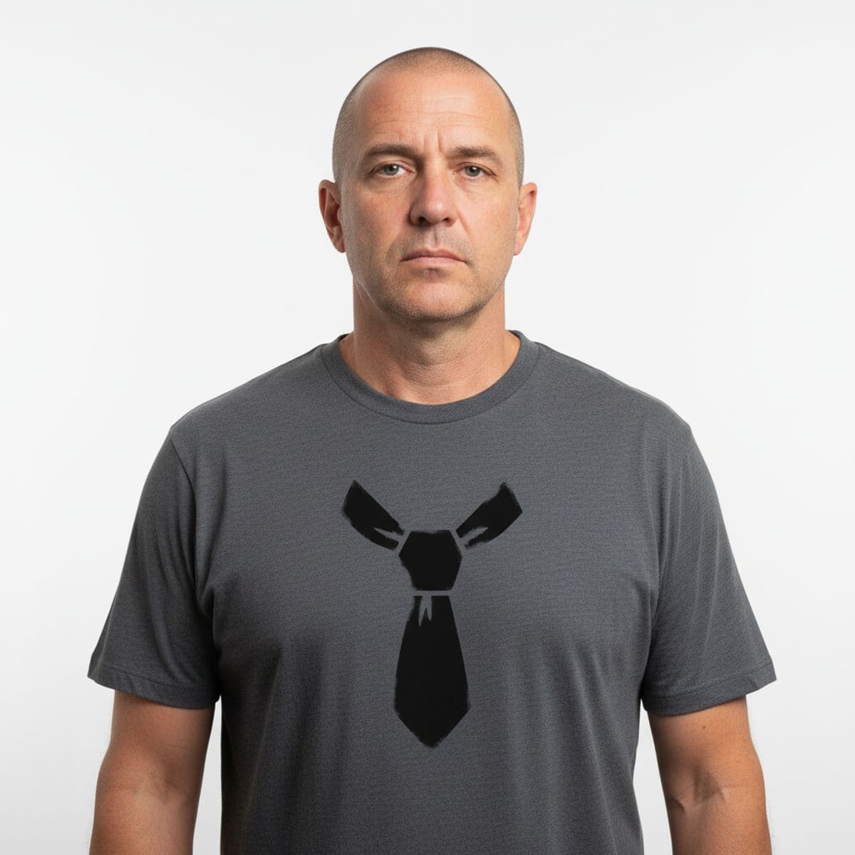 The Crumpled Napkin printed on a t-shirt, worn