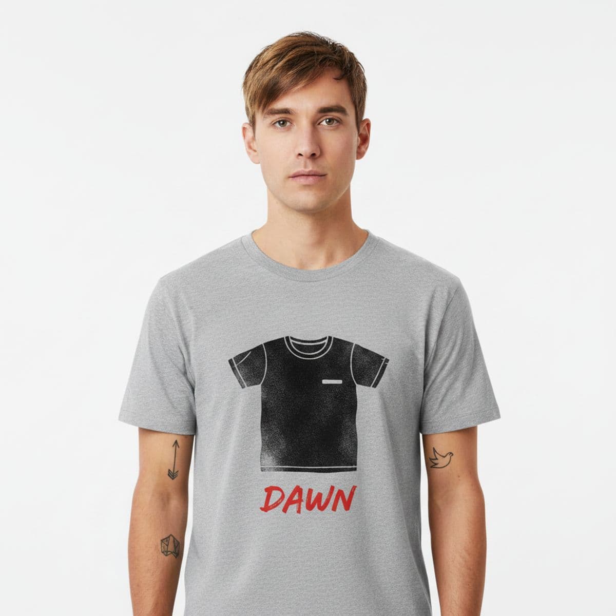 The Ferry Worker's Morning printed on a t-shirt, worn