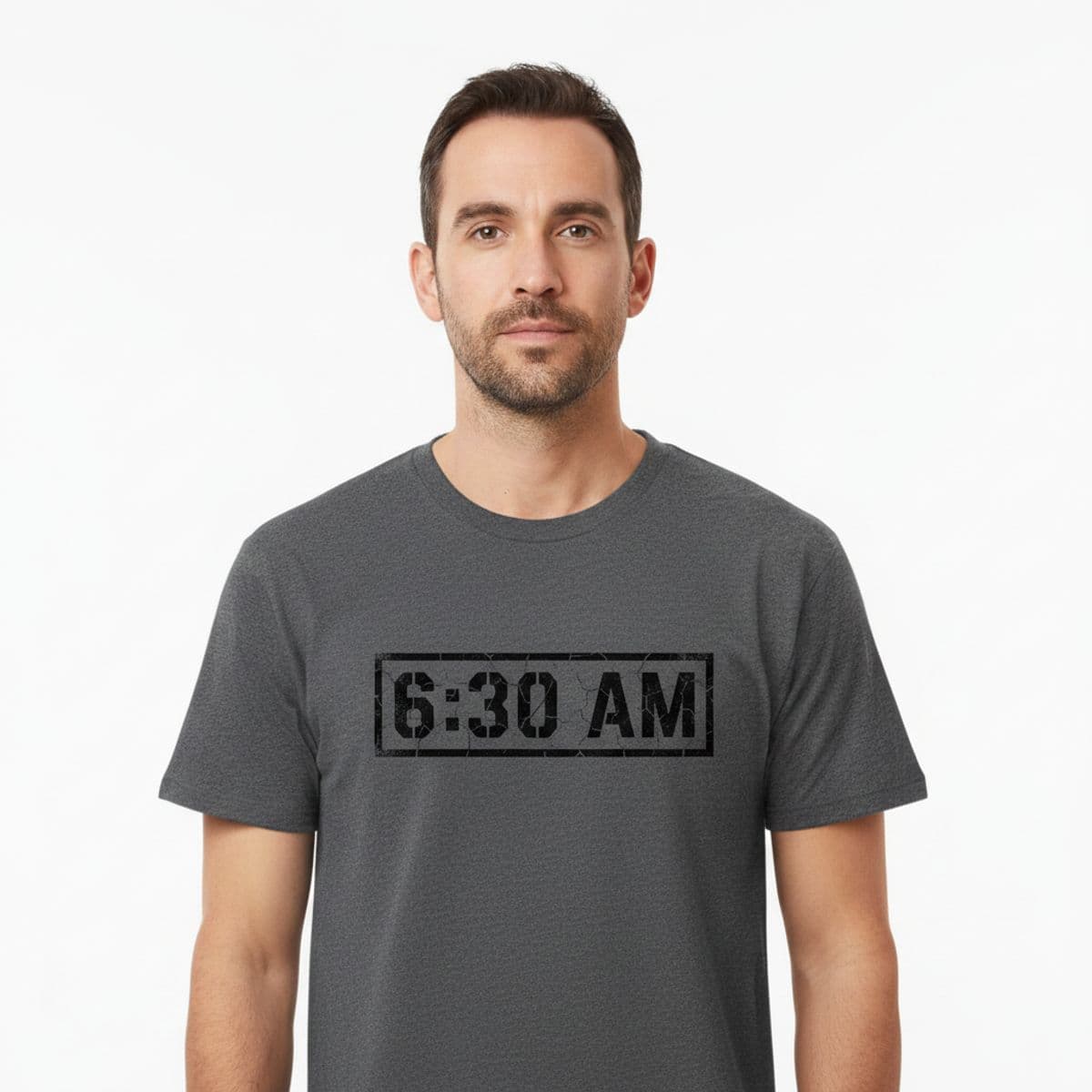 The First Restock printed on a t-shirt, worn