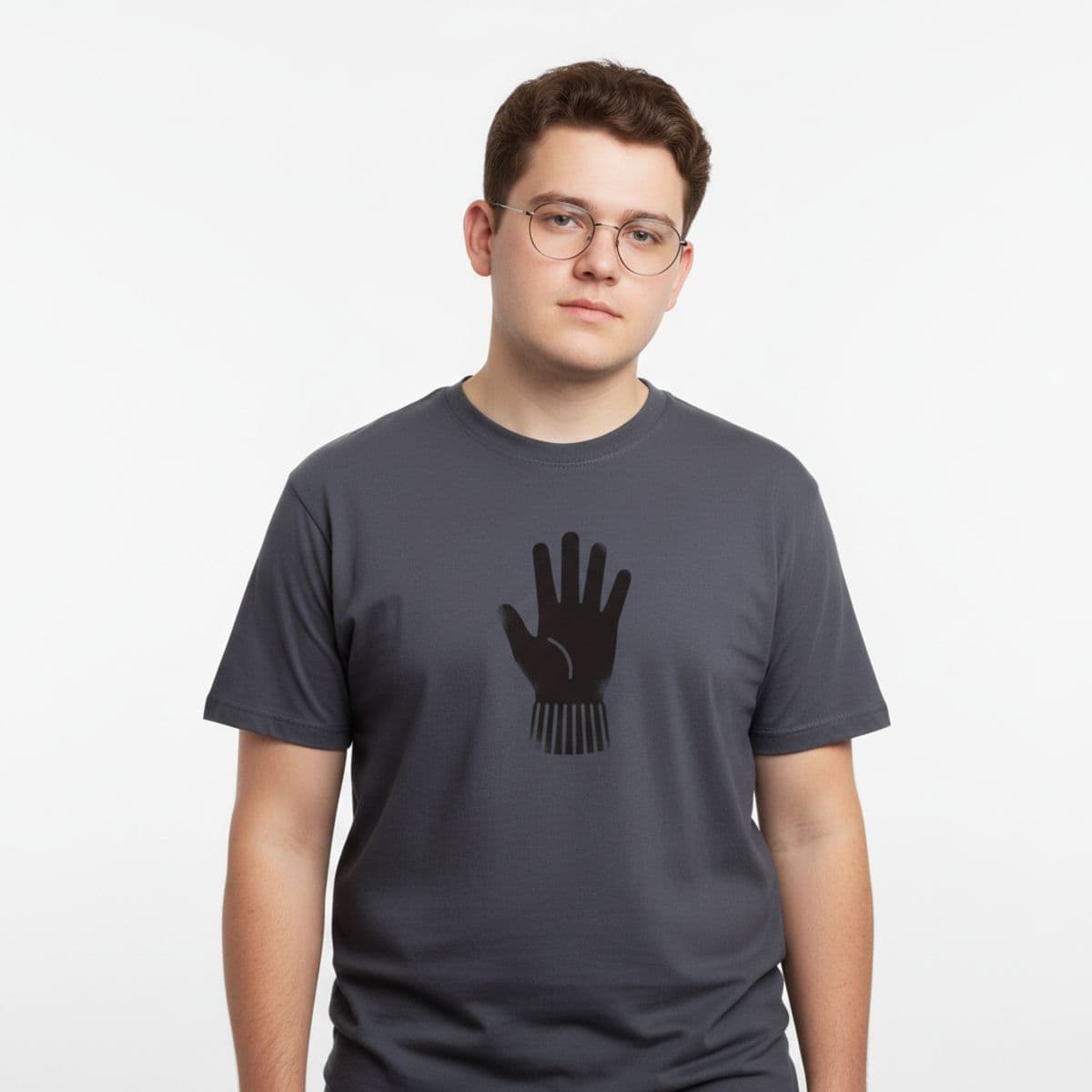 The Last Bus Just Arrived printed on a t-shirt, worn