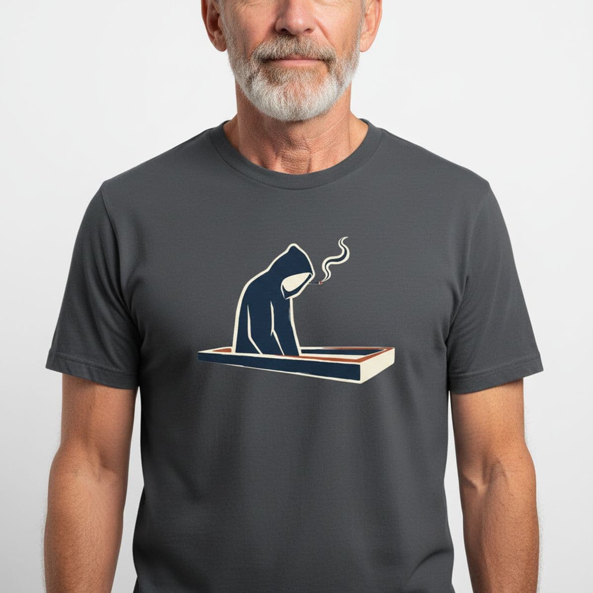 The Last Cigarette printed on a t-shirt, worn