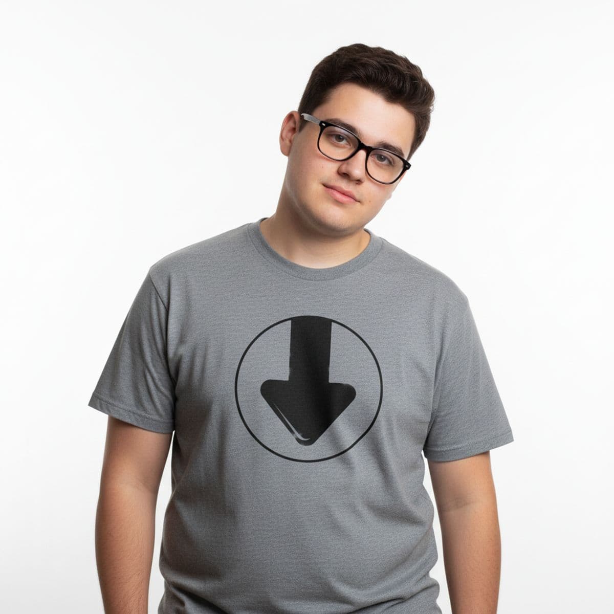 The Last Elevator Call printed on a t-shirt, worn