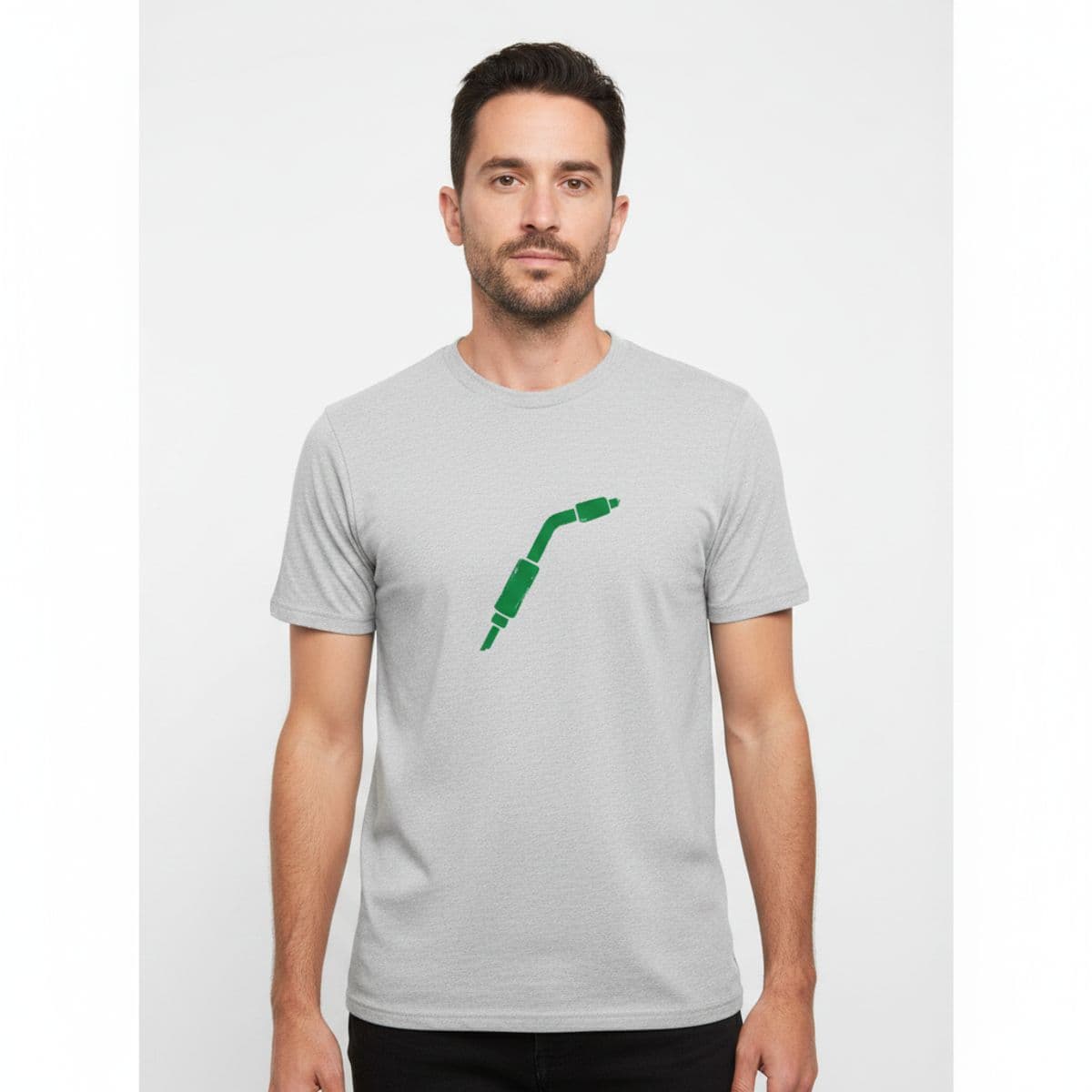 The Orange Welding Torch printed on a t-shirt, worn