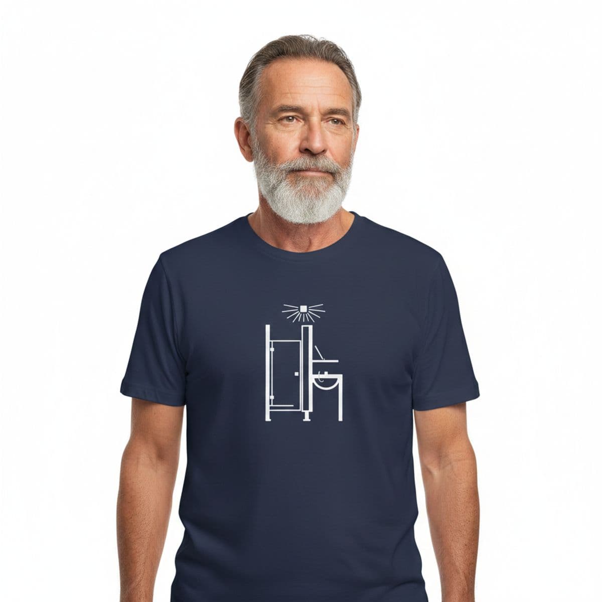 The Pale Green Cubicle printed on a t-shirt, worn